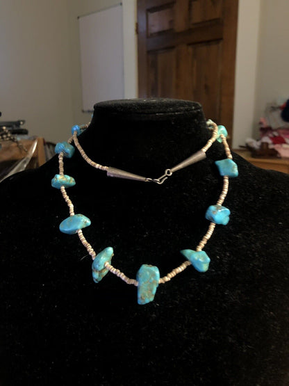 Vintage Native American 925 Sterling Silver Old Pawn Statement Beaded Necklace