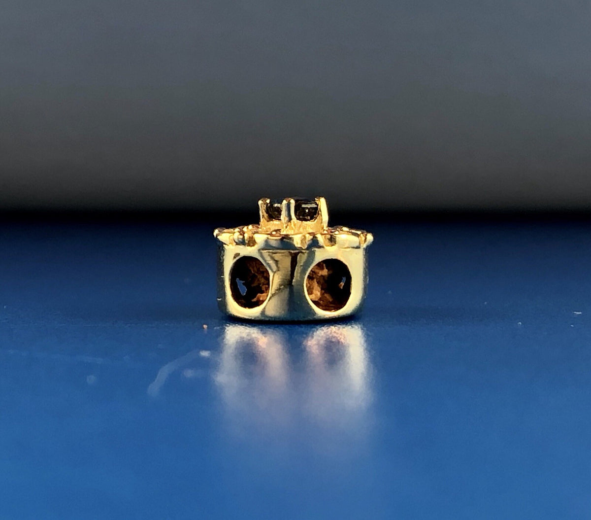 Designer DDH 10K Yellow Gold Sapphire Flower September Slide Bracelet Charm