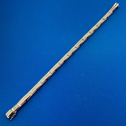 Designer Raima 14k White Gold Diamond Panel Link Box Clasp 7" Tennis Bracelet