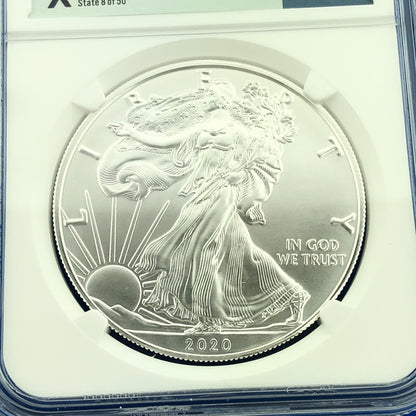 2020 U.S. State Series $1 American Silver Eagle NGC MS70 New Mexico 1 Oz w/COA