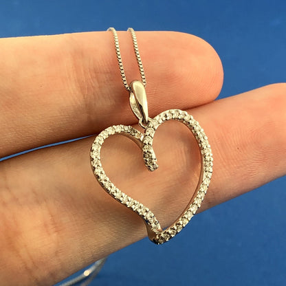 Designer 14K White Gold Diamond Infinity Heart Sweetheart Anniversary Necklace