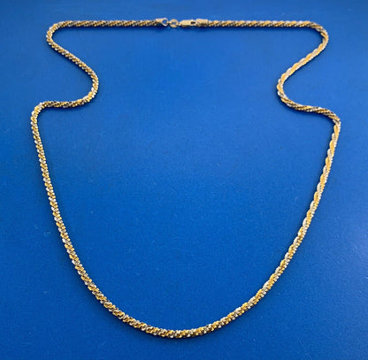 Designer Italy 14K White Yellow Gold Popcorn Fancy Link Chain Necklace