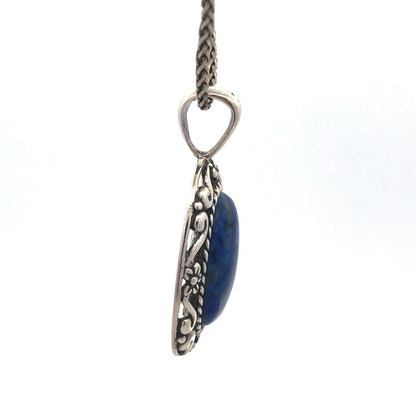 Carolyn Pollack R Moon Sterling Silver Oval Blue Lapis Lazuli Pendant Necklace