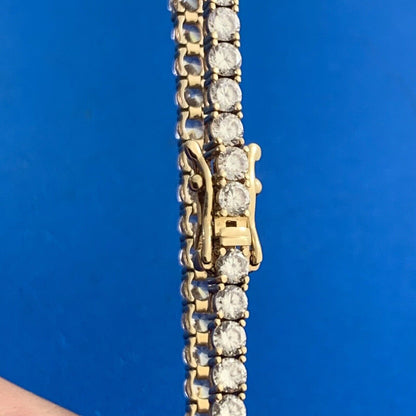 Designer 10K Yellow Gold Round Cubic Zirconia CZ Statement Tennis Bracelet