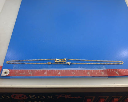 Designer Pacha 18K Yellow Gold Diamond Bar Double Oval Link Chain Necklace