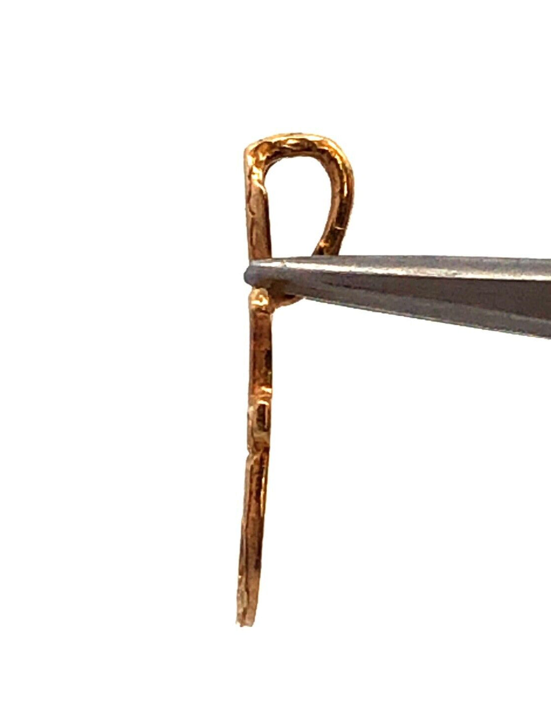 Estate 14K Yellow Gold Initial Letter J Cursive Textured Pendant