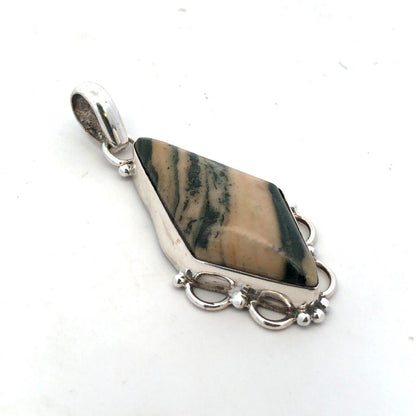 925 Sterling Silver Brown Zebra Jasper Statement Pendant
