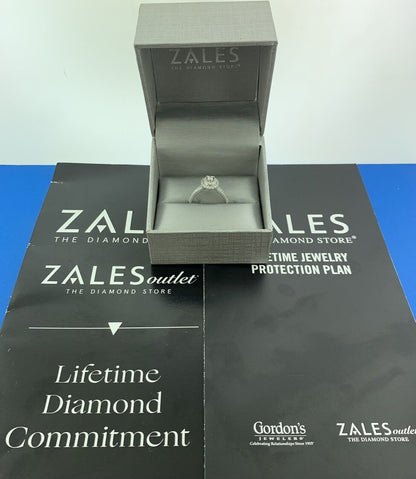 Zales 10K White Gold Diamond Solitaire Double Halo Accented Engagement Ring