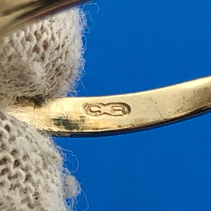 Unusual 10K Yellow Gold Diamond Spiral Fan Staircase Statement Cocktail Ring