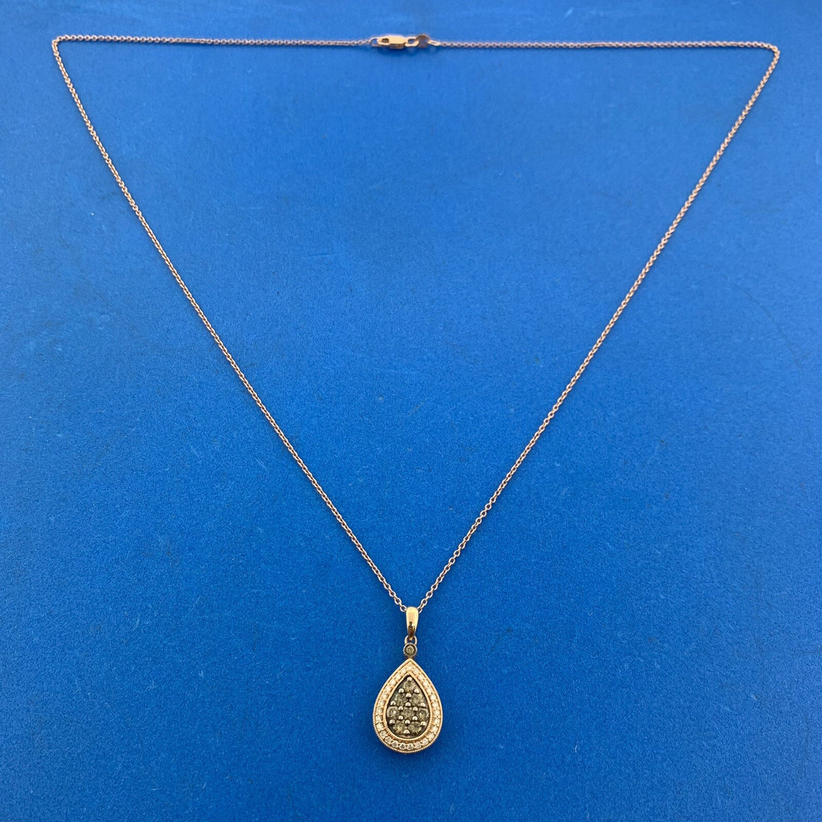 LeVian 14K Rose Gold Mocha Vanilla Diamond Teardrop Pendant Necklace