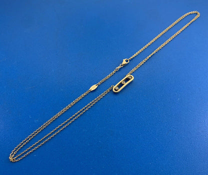 Designer Pacha 18K Yellow Gold Diamond Bar Double Oval Link Chain Necklace