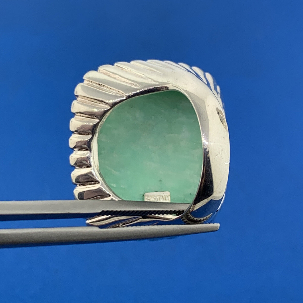 Paola Valentini Italy Sterling Silver 925 Faceted Green Amazonite Doublet Ring