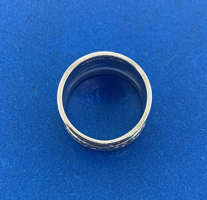 Designer BA Suarti Sterling Silver 925 Wide Band Weave Design Statement Ring