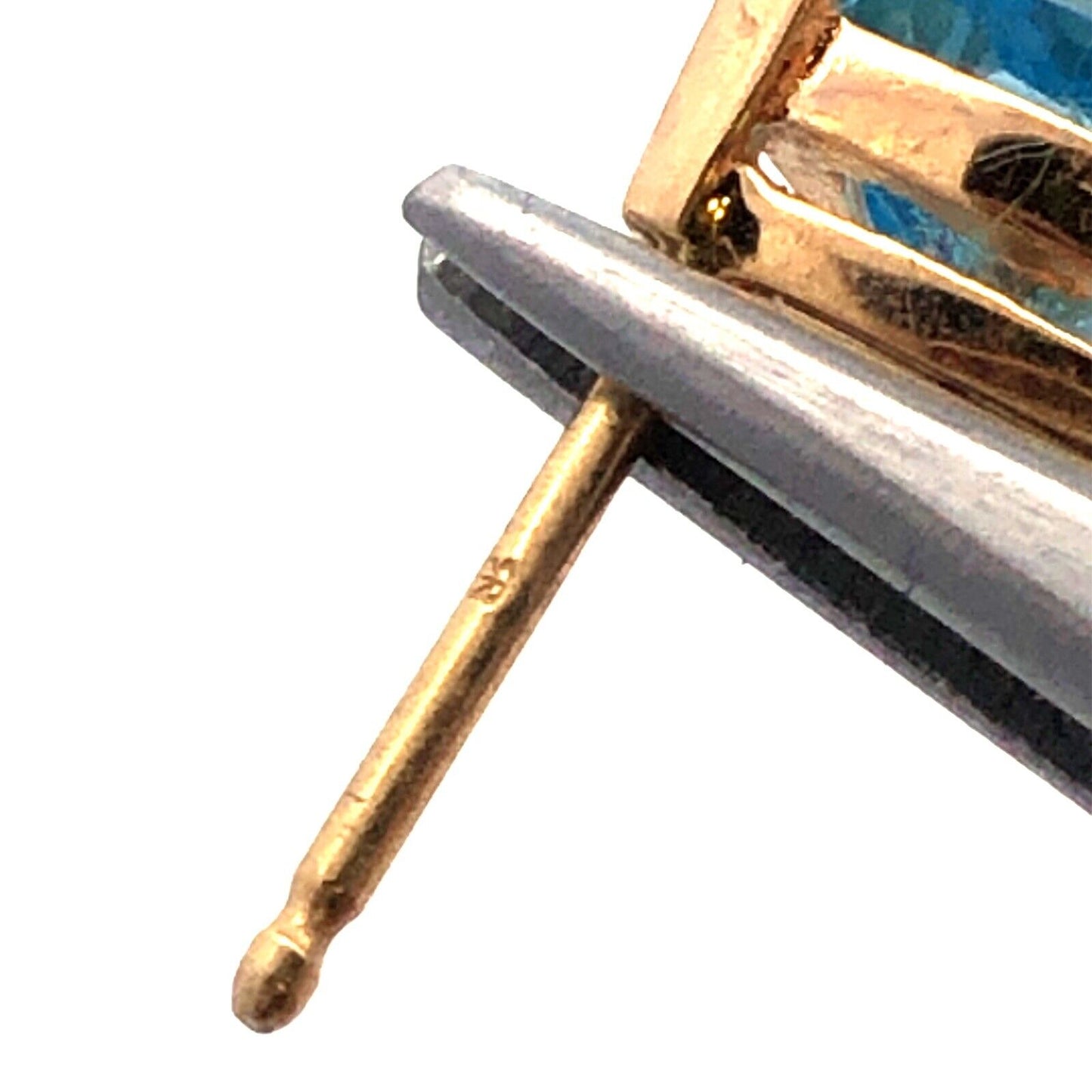 14K Yellow Gold Trillion Blue Topaz Trillion December Anniversary Stud Earrings