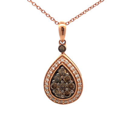 LeVian 14K Rose Gold Mocha Vanilla Diamond Teardrop Pendant Necklace