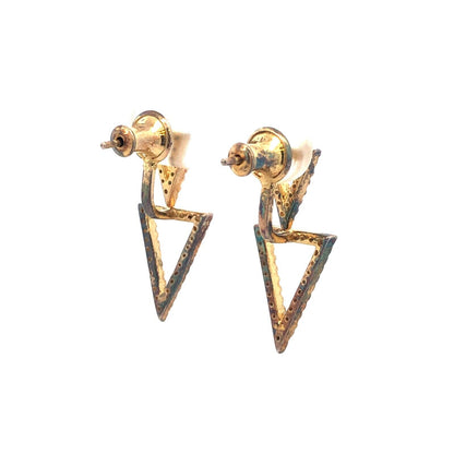 925 Sterling Silver Round Cubic Zirconia Modernist Drop Stud Earrings