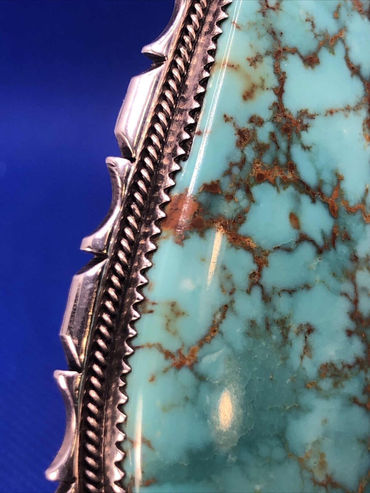 Harold Becenti Navajo 925 Sterling Silver Pear Turquoise Statement Pendant