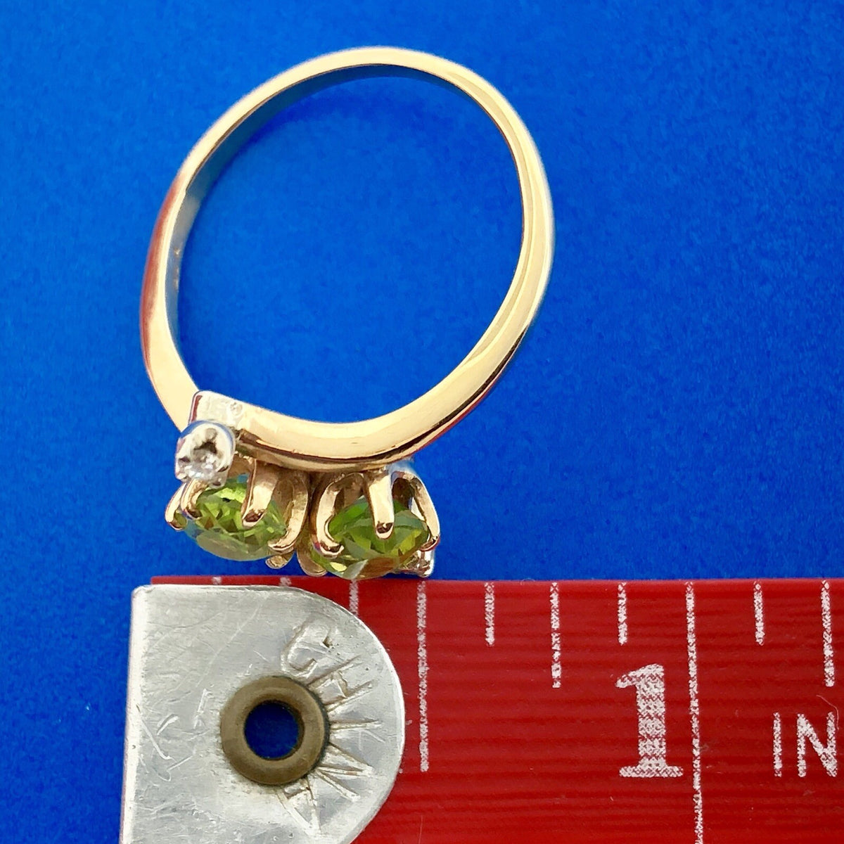 Modernistic 14K Yellow Gold Peridot Diamond Accent August Birthstone Ring
