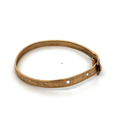 Antique Walter E Hayward WEH 12K Gold Filled Floral Detail Buckle Cuff Bracelet
