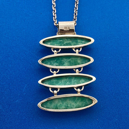 Stunning Sterling Silver 925 Cabochon Turquoise 18" Oval Link Pendant Necklace