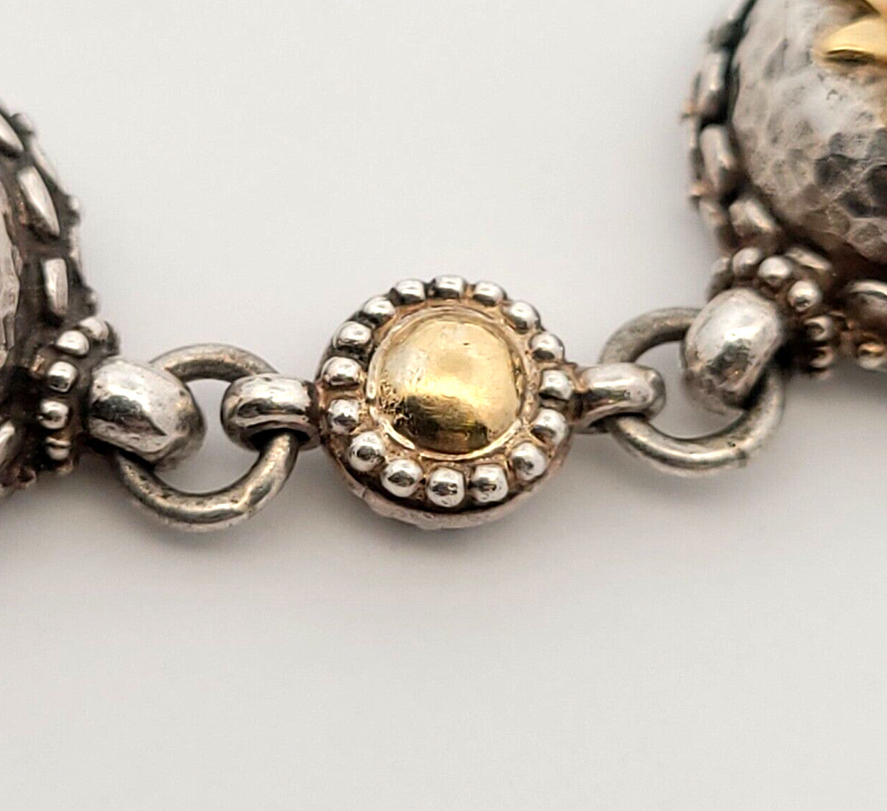 Konstantino 925 Sterling Silver 18K Yellow Gold Floral Station Chain Bracelet