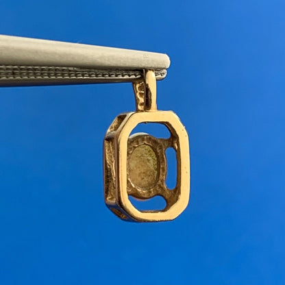 Designer 14K Yellow Gold Diamond Modernist Rosebud Flower Petite Charm Pendant