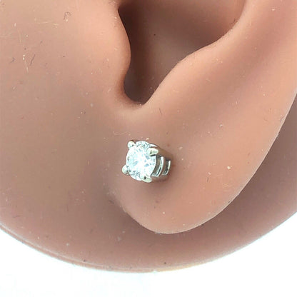 Stunning Classic Elegant 14K White Gold Diamond Solitaire 4-Prong Stud Earrings