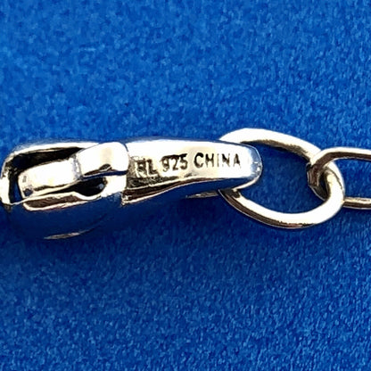 Designer RL Sterling Silver Cubic Zirconia Drop Charm Adornment Chain Necklace