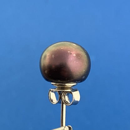 Designer 925 Sterling Silver Burgundy Wine Brown Pearl  10 mm Stud Earrings