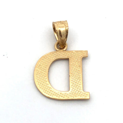 Designer 14K Yellow Gold Initial D Print Alphabet Monogram Charm Pendant