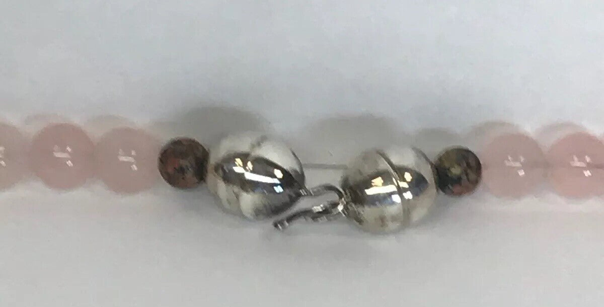 Mignon Faget 925 Sterling Silver Rose Quartz Jasper Bead Moon Snail Necklace