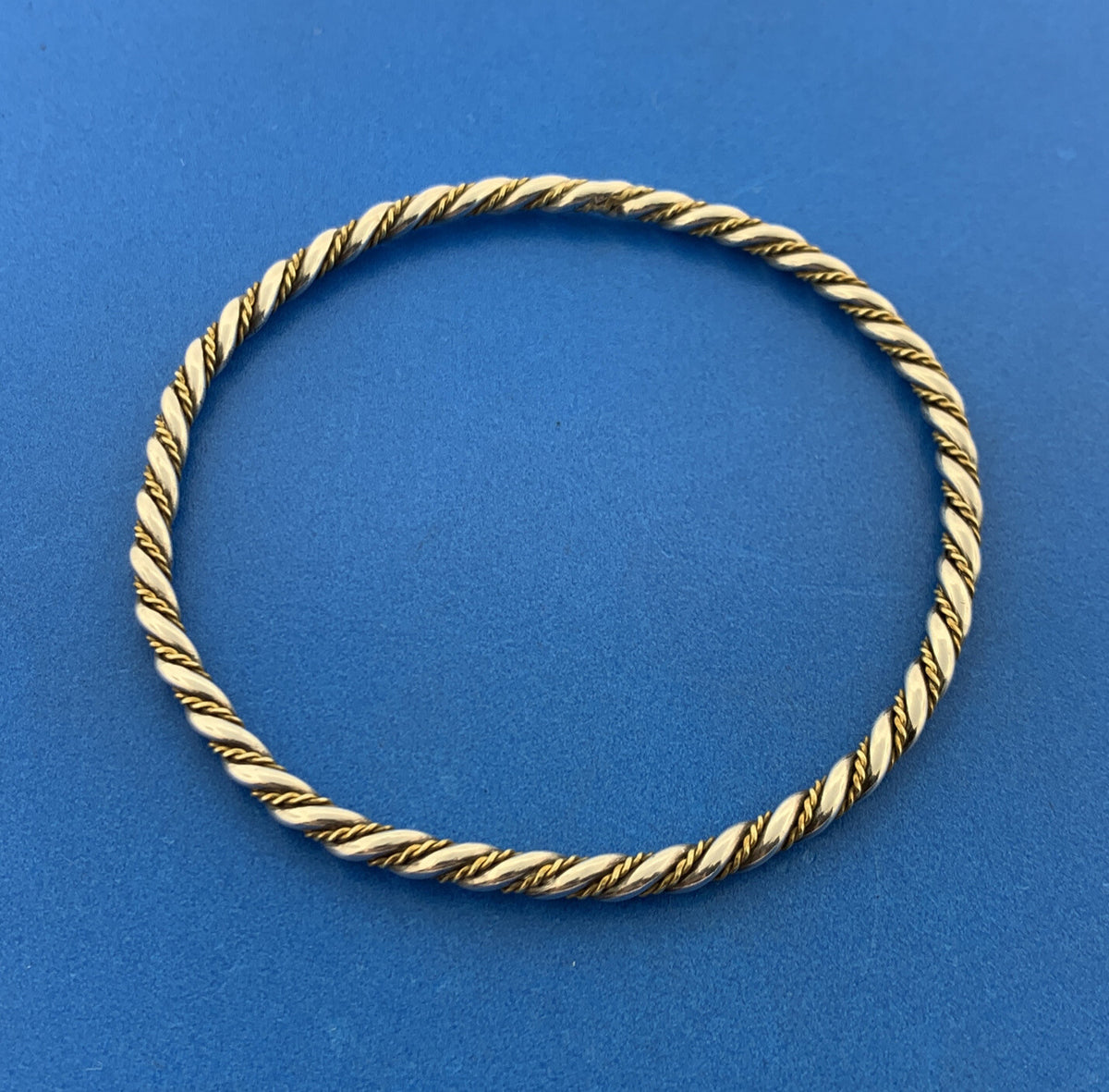 Lovely 925 Sterling Silver Brass Wire Wrap Twisted Bangle Bracelet