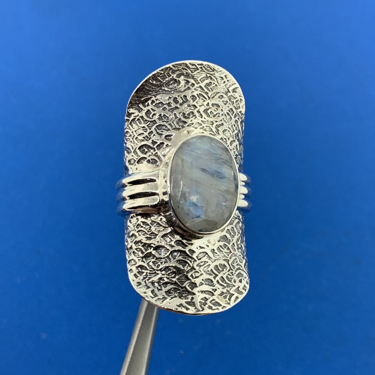 Designer 925 Sterling Silver Oval Faceted Opal Statement Saddlebag Finger Ring