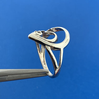 Designer 925 Sterling Silver Diamond Double Heart Love Sweetheart Promise Ring