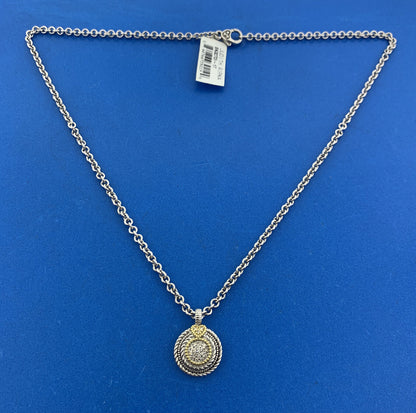 Judith Ripka JR 18K Gold Sterling Diamond Lenox Collection Enhancer w/Chain NWT