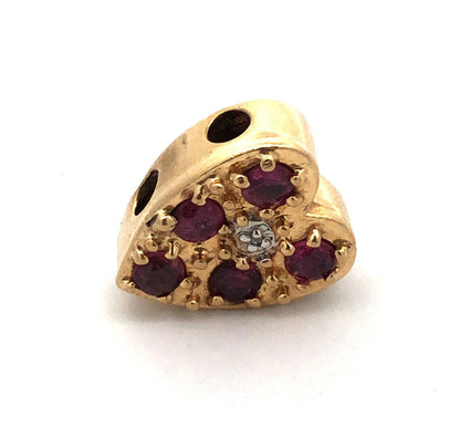 Richard Klein KLJCI 14K Yellow Gold Ruby Diamond Heart Slide Bracelet Charm