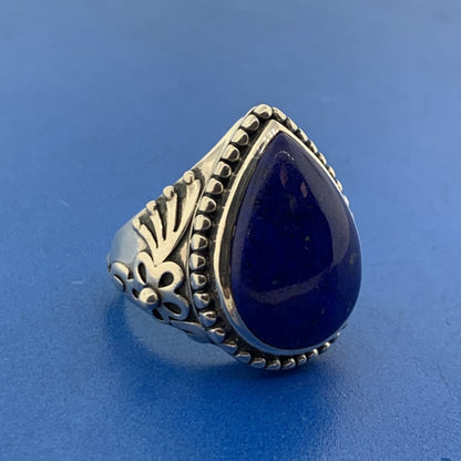 Designer Doug Paulus Sterling Silver 925 Lapis Lazuli Statement Cocktail Ring