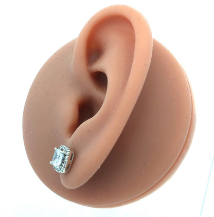 Designer 925 Sterling Silver Round Cubic Zirconia CZ Halo Stud Earrings