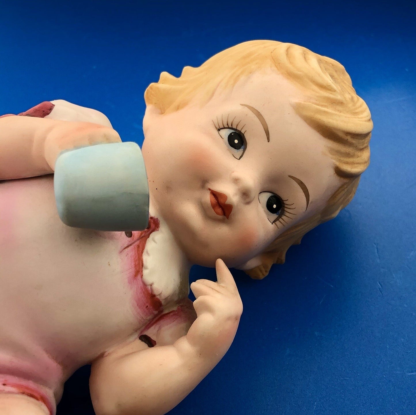Vintage Lefton China Piano Baby Girl Statue KW03499 Porcelain Statue Figurine