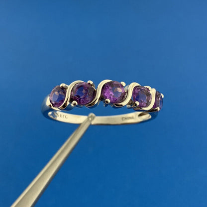 Designer Sterling Silver 925 Round Cut Light Purple Amethyst Prong Ring Size 11