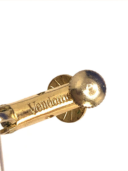 Designer Vendome Gold-Tone Jet Rhinestone Clip-On Stud Earrings