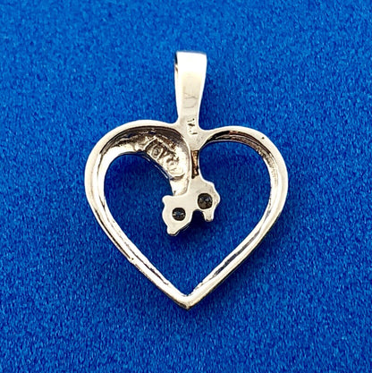Designer TAJ 14K White Gold Diamond Modernistic Intertwined Heart Charm Pendant