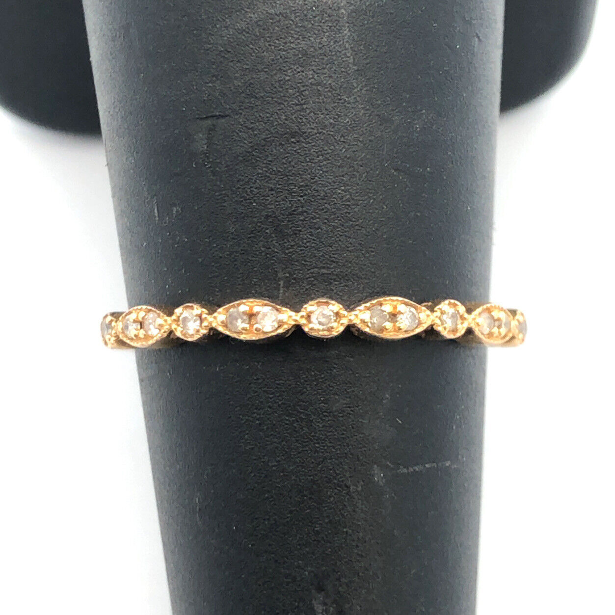 10K Yellow Gold Diamond Thin Stackable Wedding Anniversary Band Ring