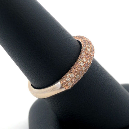 14K White Gold White Champagne Diamond Anniversary Wedding Bridal Band Ring