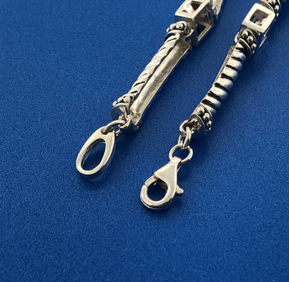 Estate 925 Sterling Silver Princess Cut Multicolor Cubic Zirconia CZ Bracelet