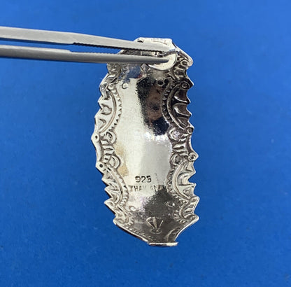 Designer 925 Sterling Silver Turquoise Coral Onyx Cocho Style Half Hoop Earrings