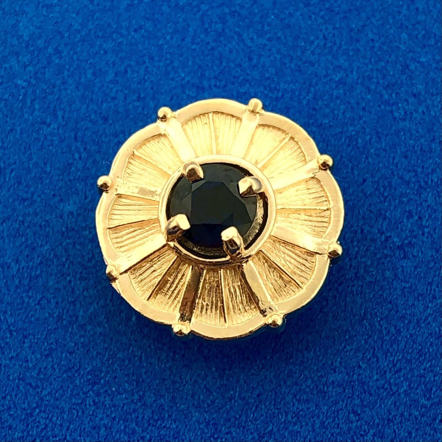 Vintage 14k Yellow Gold Blue Spinel Solitaire Slide Charm for Bracelet