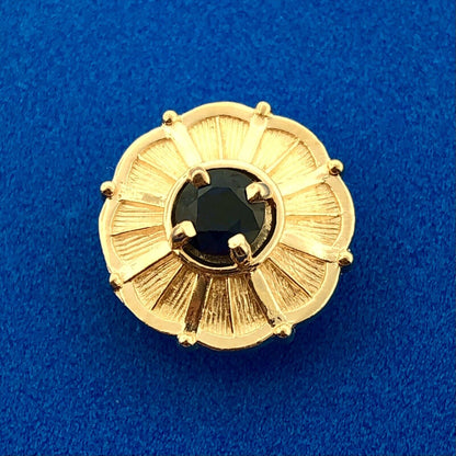 Vintage 14k Yellow Gold Blue Spinel Solitaire Slide Charm for Bracelet