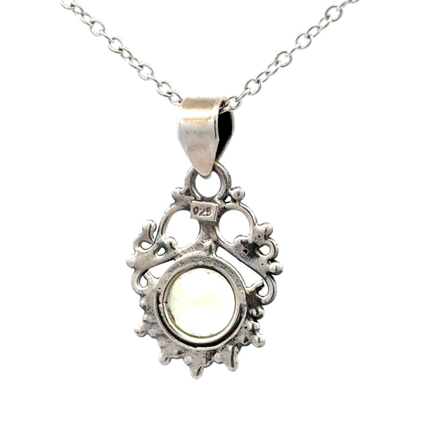 Estate 925 Sterling Silver Faceted Round Lemon Quartz Filigree Bead Pendant