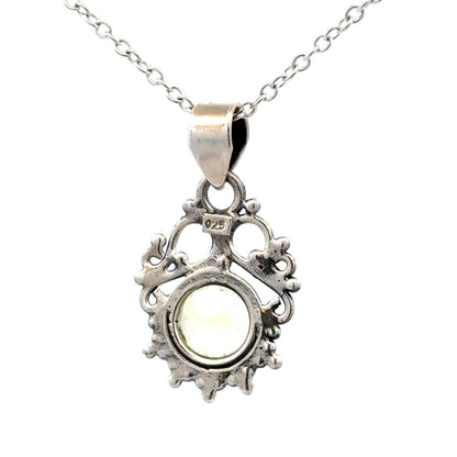 Estate 925 Sterling Silver Faceted Round Lemon Quartz Filigree Bead Pendant